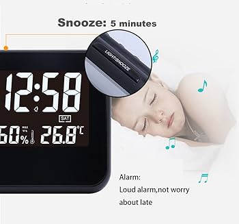 Amazon.co.jp: デジタル天気予報目覚まし時計、温度付き、モダン
